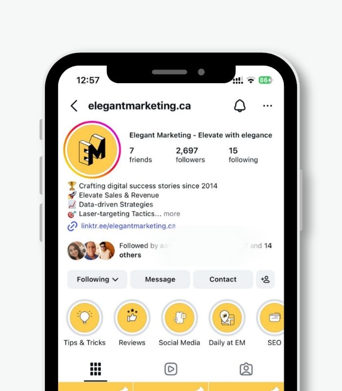 Social media growth analytics showing increased engagement and audience reach in Canada by Elegant Marketing