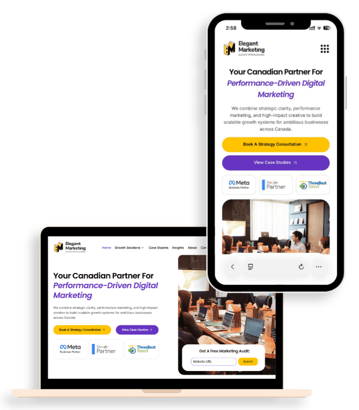 Responsive web design across laptop and mobile screens by Elegant Marketing